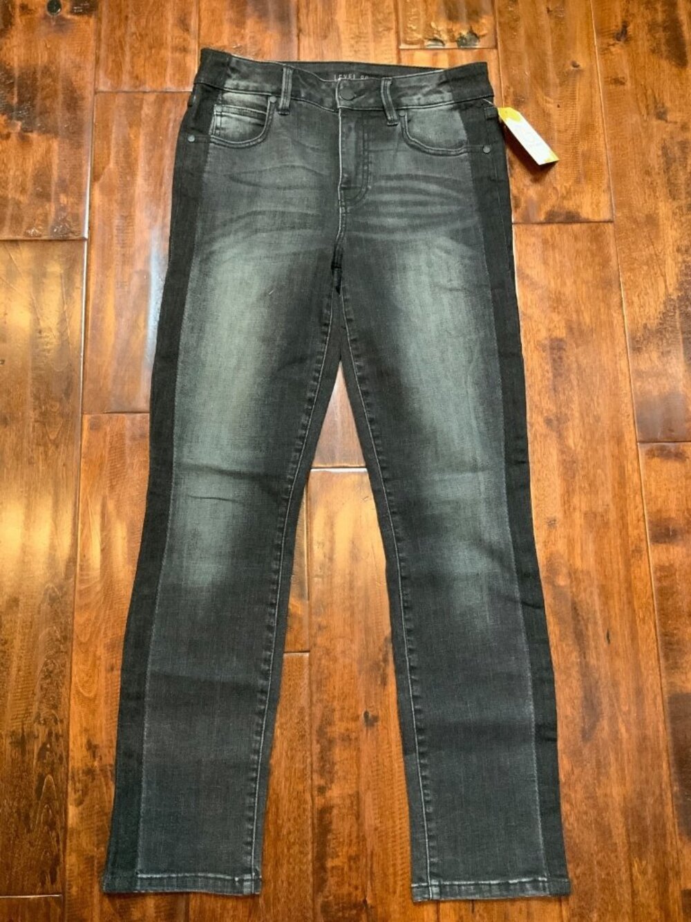 Level 99 "Rage" Black Two Tone Slim Straight Leg Jeans, Size 27